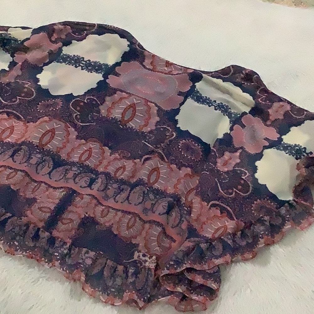 Free people boho paisley sheer summer festival ruffle dress size small - Picture 9 of 10